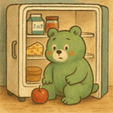 冷蔵庫のなかにいる動物の名前は?